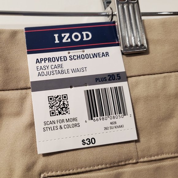 BNWT Izod Girls Plus Bermuda Chino khaki shorts size 20.5 plus - Picture 5 of 5